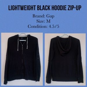 Lightweight black hoodie zip-up